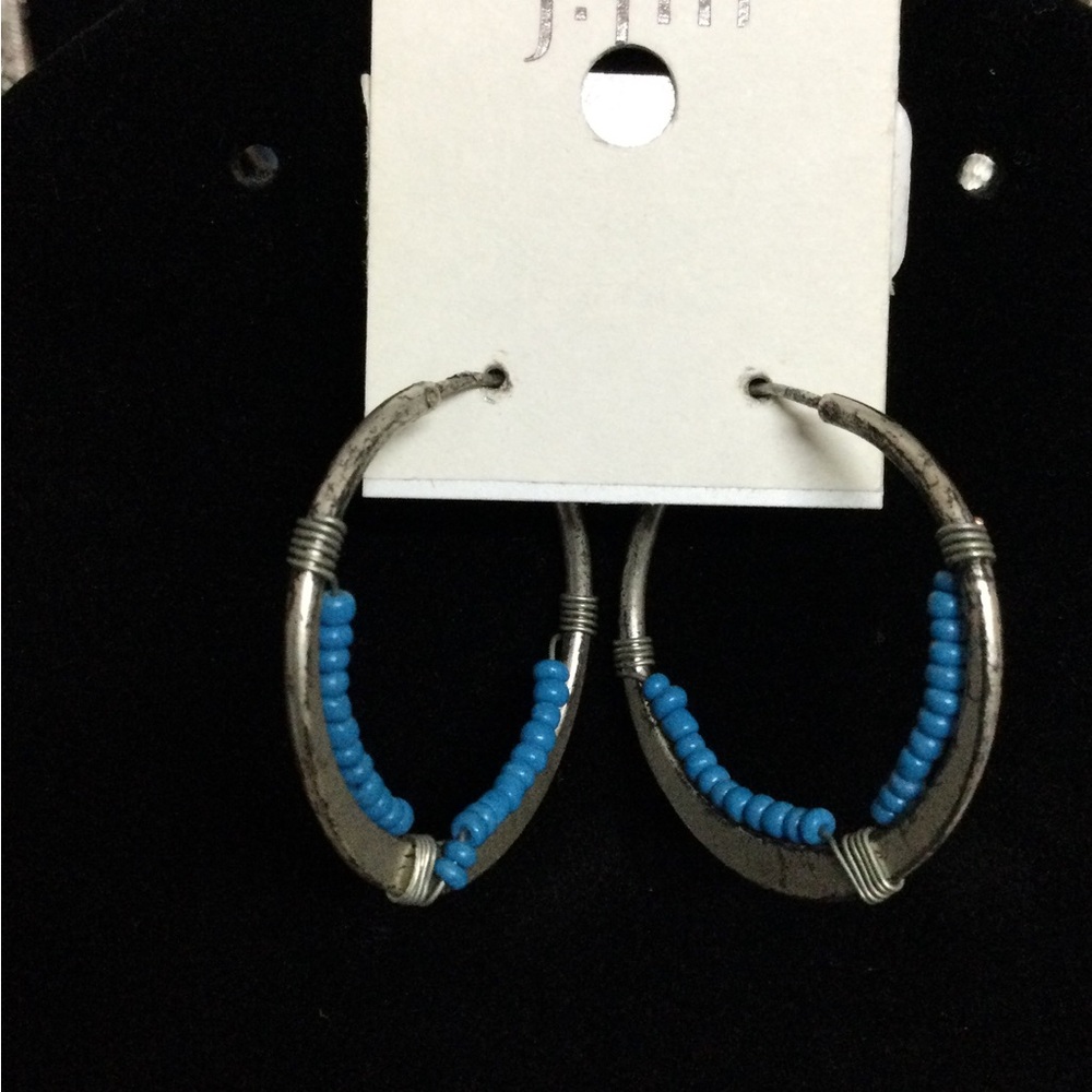 J. Jill  Blue Beaded Hoop Earrings